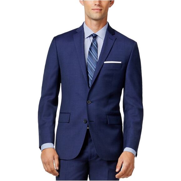 Ryan Seacrest Mens Modern Fit Two Button Blazer Jacket Blue 38 DM